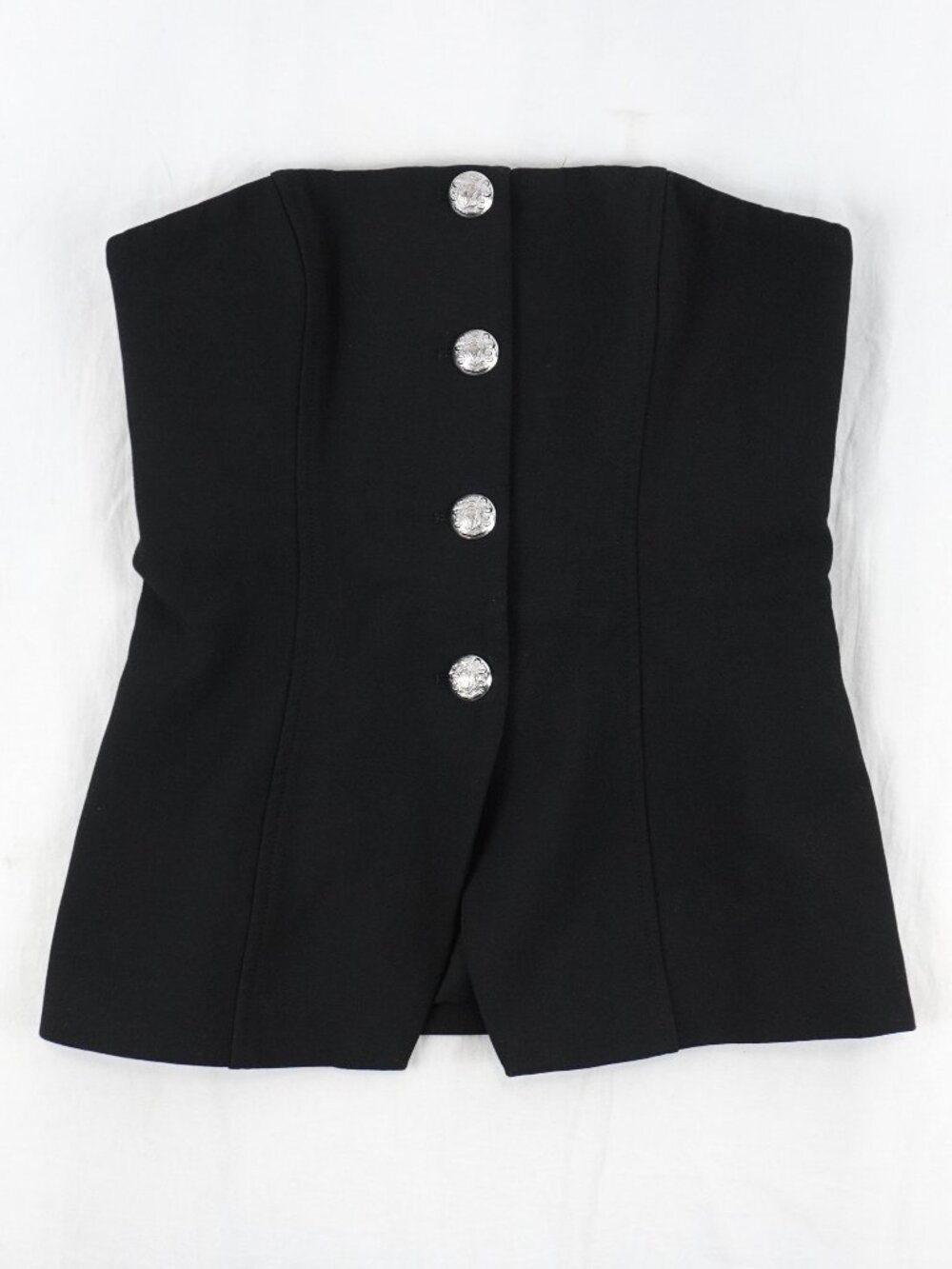 Veronica Beard Forman Bustier Top In Black With Silver Buttons Women's Size US 2